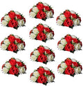 Artificial Flower Centrepieces for Tables, Red & White, 10Pcs in White/Gold/Grey