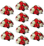 Artificial Flower Centrepieces for Tables, Red & White, 10Pcs in White/Gold/Grey