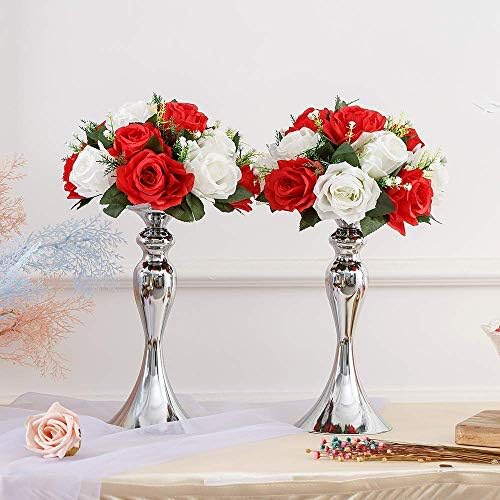 Artificial Flower Centrepieces for Tables, Red & White, 10Pcs in White/Gold/Grey, alternate view 7