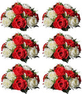 Artificial Flower Centrepieces for Tables, Red & White, 6Pcs in White/Gold/Grey