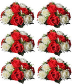 Artificial Flower Centrepieces for Tables, Red & White, 6Pcs in White/Gold/Grey