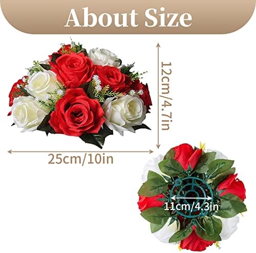 Artificial Flower Centrepieces for Tables, Red & White, 6Pcs in White/Gold/Grey, alternate view 3