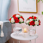 Artificial Flower Centrepieces for Tables, Red & White, 6Pcs in White/Gold/Grey, alternate view 7