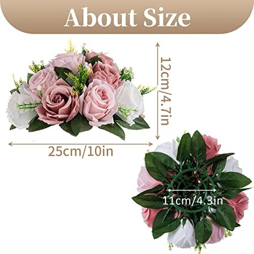 Artificial Flower Centrepieces, Kissing Ball, Dusty Pink, 10Pcs in Dusty Pink & White, alternate view 3