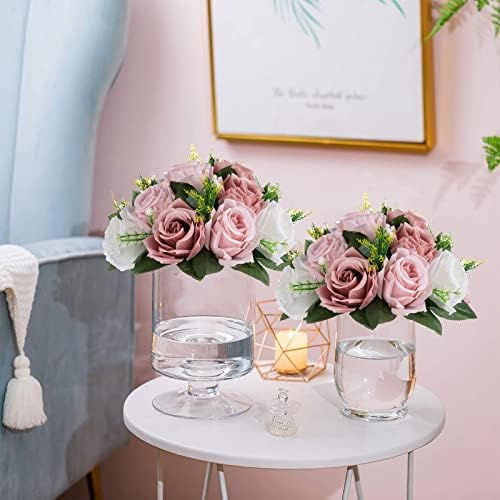 Artificial Flower Centrepieces, Kissing Ball, Dusty Pink, 10Pcs in Dusty Pink & White, alternate view 6