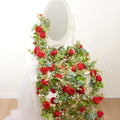 Artificial Flower Garland 2pcs 5.4ft Floral Peony Vine Decor, Red Flower