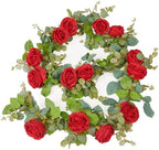Artificial Flower Garland 2pcs 5.4ft Floral Peony Vine Decor, Red Flower, alternate view 2