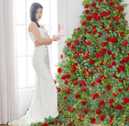 Artificial Flower Garland 2pcs 5.4ft Floral Peony Vine Decor, Red Flower, alternate view 6