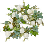 Artificial Flower Garland 2pcs 5.4ft Floral Peony Vine Decor, White Flower, alternate view 3