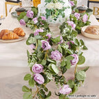 Artificial Flower Garland 2pcs 5.4ft Floral Rose Vine Decor, Purple Flower, alternate view 3