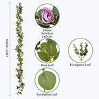 Artificial Flower Garland 2pcs 5.4ft Floral Rose Vine Decor, Purple Flower, alternate view 6