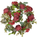 Artificial Flower Garland 2pcs 5.4ft Floral Rose Vine Decor, Red Flower