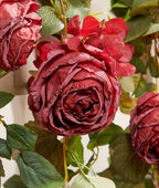 Artificial Flower Garland 2pcs 5.4ft Floral Rose Vine Decor, Red Flower, alternate view 3