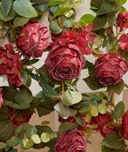 Artificial Flower Garland 2pcs 5.4ft Floral Rose Vine Decor, Red Flower, alternate view 5