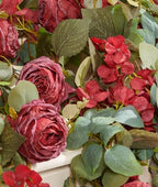 Artificial Flower Garland 2pcs 5.4ft Floral Rose Vine Decor, Red Flower, alternate view 6