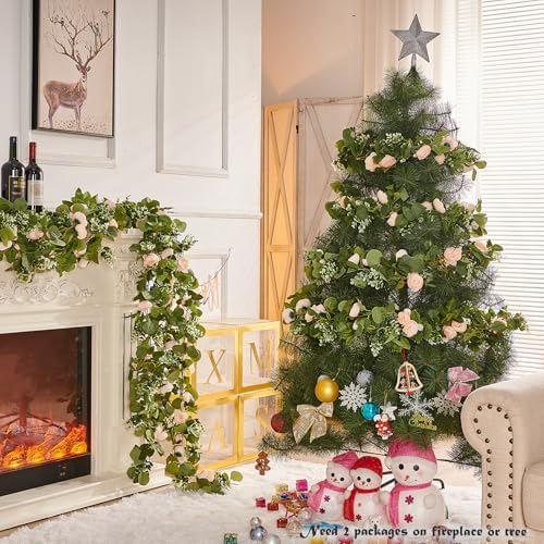 Artificial Flower Garland 2pcs 5.4ft Rose Vine Decor, Champagne Flower, alternate view 4