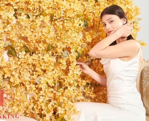 Artificial Flower Garland 2pcs 5.6ft Hydrangea Vine Decor, Champagne Flower, alternate view 4