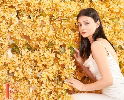 Artificial Flower Garland 2pcs 5.6ft Hydrangea Vine Decor, Champagne Flower, alternate view 5