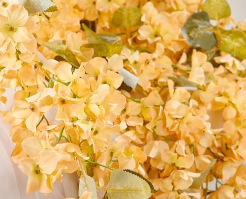 Artificial Flower Garland 2pcs 5.6ft Hydrangea Vine Decor, Champagne Flower, alternate view 6