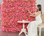 Artificial Flower Garland 2pcs 5.6ft Hydrangea Vine Decor, Dark Pink Flower, alternate view 3