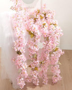 Artificial Flower Garland 2pcs 5.6ft Hydrangea Vine Decor Light Pink Flower