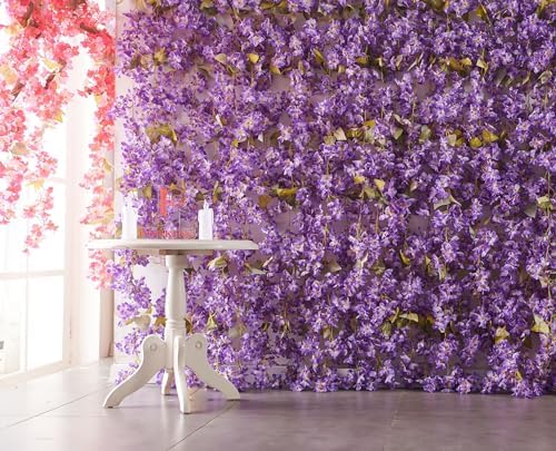 Artificial Flower Garland 2pcs 5.6ft Hydrangea Vine Decor, Purple Flower, alternate view 2