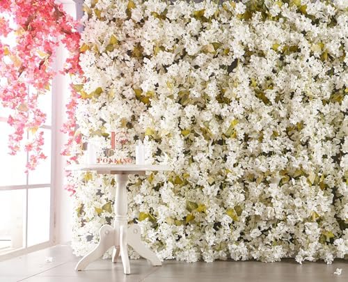 Artificial Flower Garland 2pcs 5.6ft Hydrangea Vine Decor, White Flower, alternate view 2