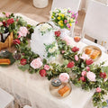 Artificial Flower Garland 5.4ft Floral Rose Vine Decor, Pink Flower