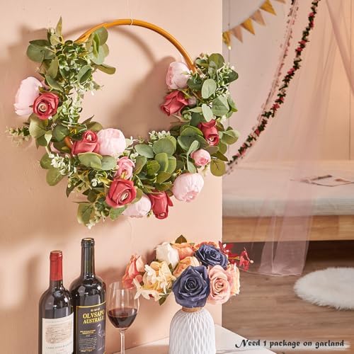 Artificial Flower Garland 5.4ft Floral Rose Vine Decor, Pink Flower, alternate view 4