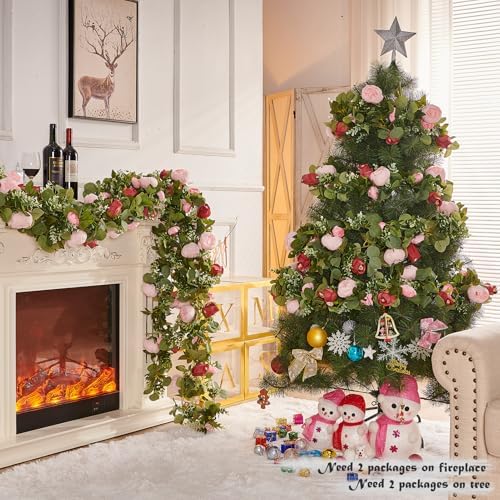 Artificial Flower Garland 5.4ft Floral Rose Vine Decor, Pink Flower, alternate view 5