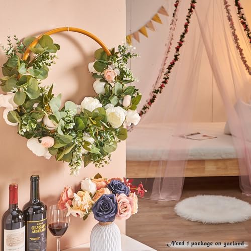 Artificial Flower Garland 5.4ft Floral Rose Vine Decor, White Flower, alternate view 4