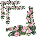 Artificial Flower Garland, Pink Rose Eucalyptus Vine, 2 Pack 12 ft Total, 6 ft Each, for Wedding Arch, Bridal