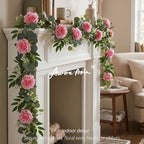 Artificial Flower Garland, Pink Rose Eucalyptus Vine, 2 Pack 12 ft Total, 6 ft Each, for Wedding Arch, Bridal, alternate view