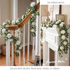 Artificial Flower Garland, White Rose Eucalyptus Vine, 2 Pack 12 ft Total, 6 ft Each, for Wedding Arch, Bridal, alternate