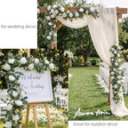 Artificial Flower Garland, White Rose Eucalyptus Vine, 2 Pack 12 ft Total, 6 ft Each, for Wedding Arch, Bridal, alternate