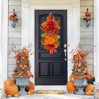 Artificial Flower Peony Fall Artificial Fall Decorative Swag Orange Autumn Floral Swag with Maple Leaves Harvest, alternate