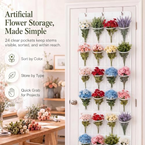 Artificial Flower Storage Organizer 65 x 19.1 Inch Hanging Flower Storage Bag Reusable Flowers Bag Holder Over, alternate