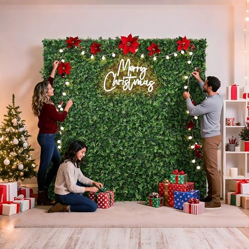Artificial Flower Wall 8x8ft Green Grass Backdrop for Wedding, Baby Shower, Party, Birthday & Home Decor, Easy &, alternate