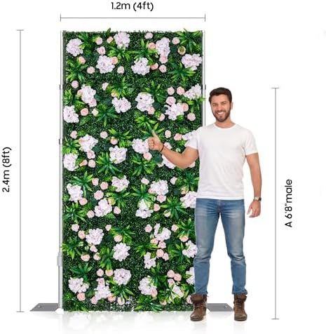 Artificial Flower Wall Backdrop 12-Pack 16"* 24" Light and Dark Pink Artificial Floral Panels Spring Wedding, alternate view