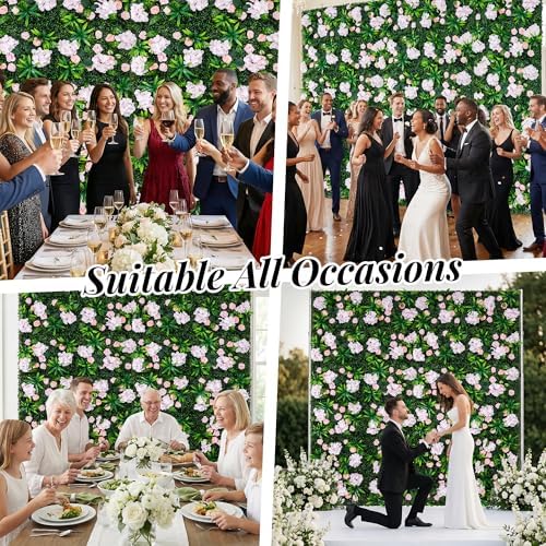 Artificial Flower Wall Backdrop 12-Pack 16"* 24" Light and Dark Pink Artificial Floral Panels Spring Wedding, alternate view