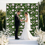 Artificial Flower Wall Backdrop 12-Pack 16"* 24" Pink and Champagne Artificial Floral Panels Spring Wedding Home, alternate