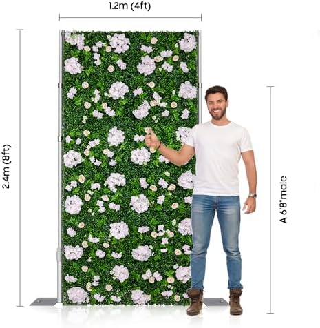 Artificial Flower Wall Backdrop 12-Pack 16"* 24" Pink and Champagne Artificial Floral Panels Spring Wedding Home, alternate