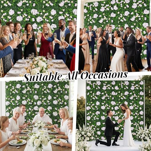 Artificial Flower Wall Backdrop 12-Pack 16"* 24" Pink and Champagne Artificial Floral Panels Spring Wedding Home, alternate