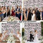 Artificial Flower Wall Backdrop 12-Pack 16"* 24" Pink and White Rose Artificial Floral Panels Spring Wedding, alternate view