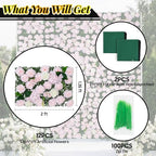 Artificial Flower Wall Backdrop 12-Pack 16"* 24" Pink and White Rose Artificial Floral Panels Spring Wedding, alternate view