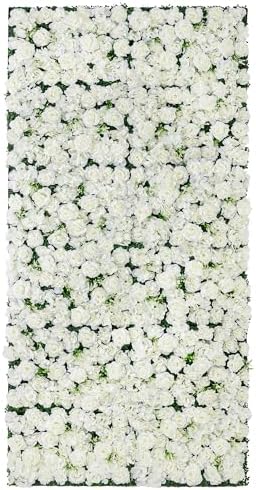 Artificial Flower Wall Backdrop 12-Pack 16"* 24" White Rose Artificial Floral Panels Spring Wedding Home