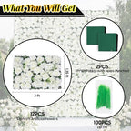 Artificial Flower Wall Backdrop 12-Pack 16"* 24" White Rose Artificial Floral Panels Spring Wedding Home, alternate view 6