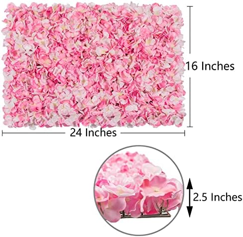 Artificial Flower Wall Panel 12 Pcs Silk Floral Backdrop Pink, alternate view 3