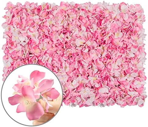 Artificial Flower Wall Panel 12 Pcs Silk Floral Backdrop Pink, alternate view 7