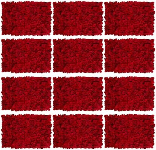 Artificial Flower Wall Panel: 24 x 16 Inch, Red, Set of 12 in 24 x 16 Inch in Red